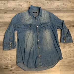 Denim Half-sleeve Button-down Shirt
